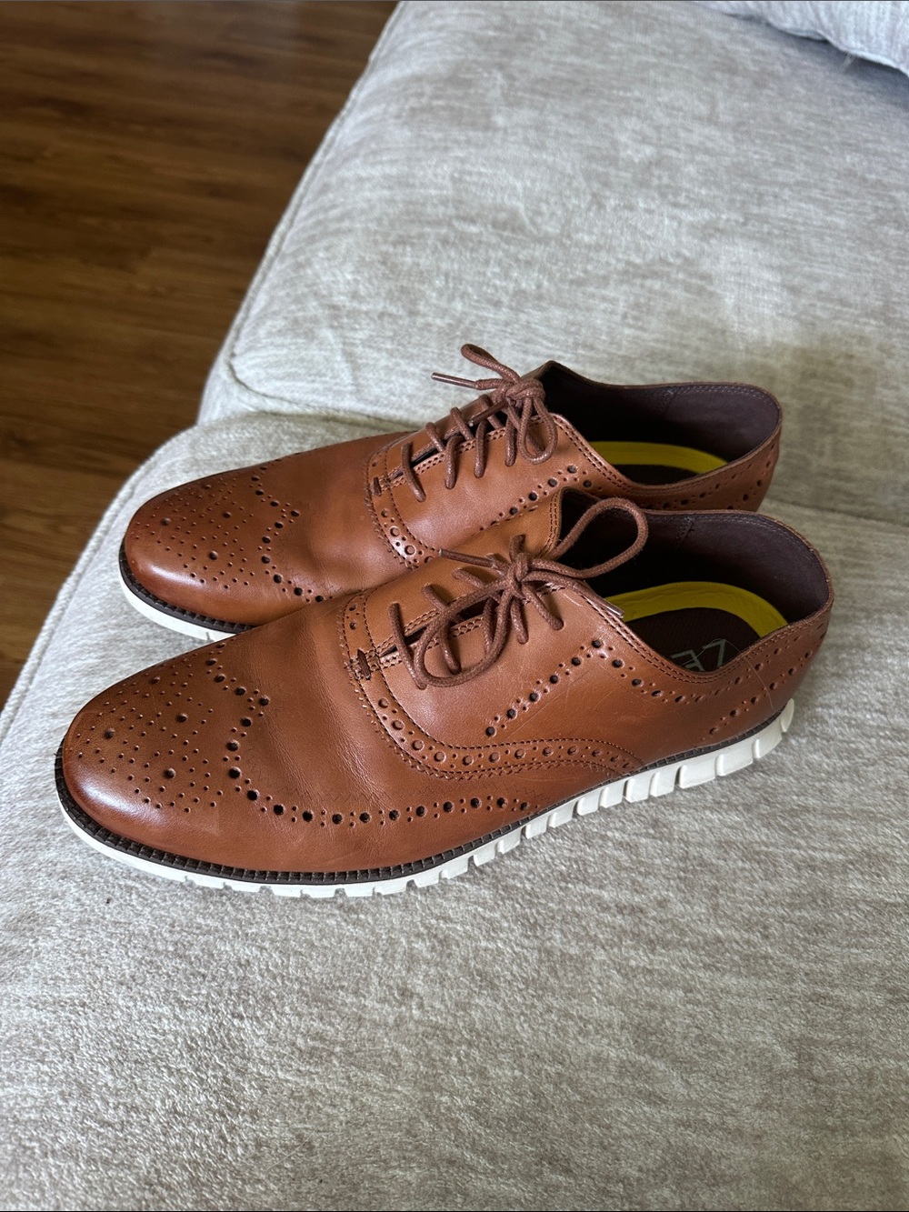 Cole Haan Tan Leather Wingtip Derby Oxfords